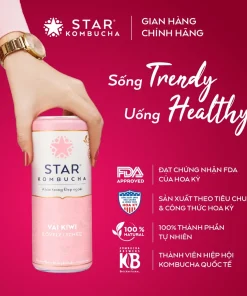 trà STAR KOMBUCHA Vải Kiwi / Lychee (250ml/lon) - Trà lên men vi sinh hỗ trợ tiêu hóa